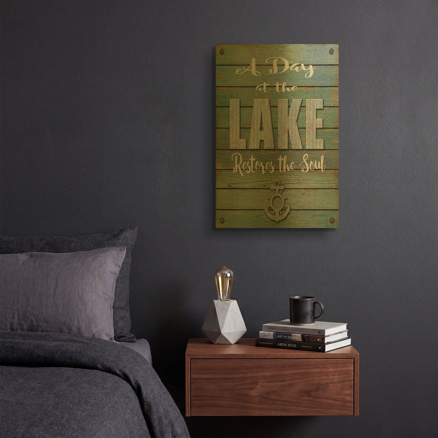 'At The Lake' By Jean Plout Gold Metal Wall Art
