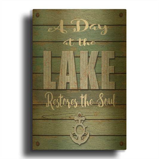 'At The Lake' By Jean Plout Gold Metal Wall Art