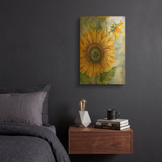 'Audreys Sunflower' By Jean Plout Gold Metal Wall Art