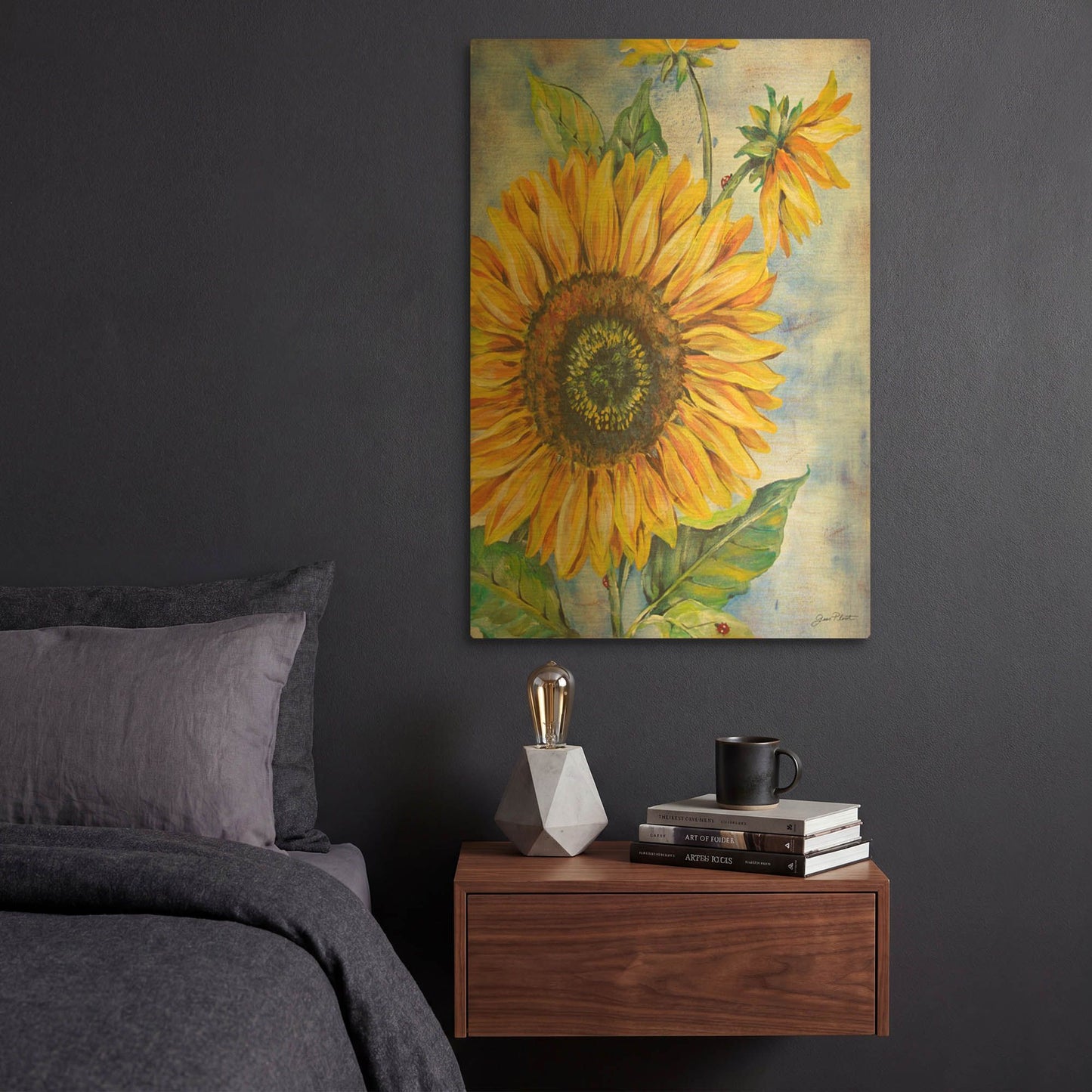 'Audreys Sunflower' By Jean Plout Gold Metal Wall Art