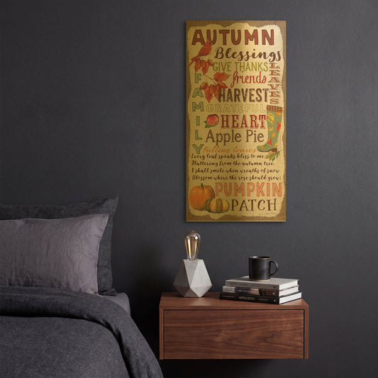 'Autumn Blessings-A' By Jean Plout Gold Metal Wall Art