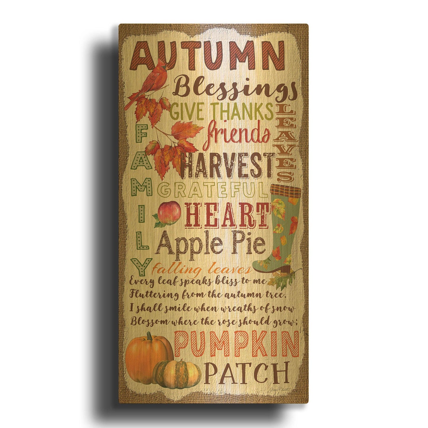 'Autumn Blessings-A' By Jean Plout Gold Metal Wall Art