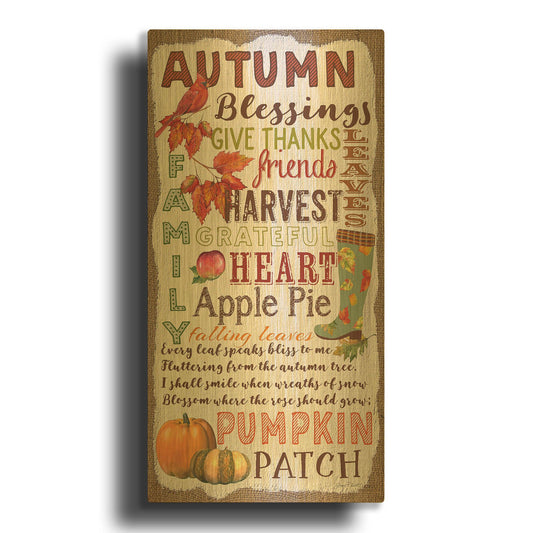 'Autumn Blessings-A' By Jean Plout Gold Metal Wall Art