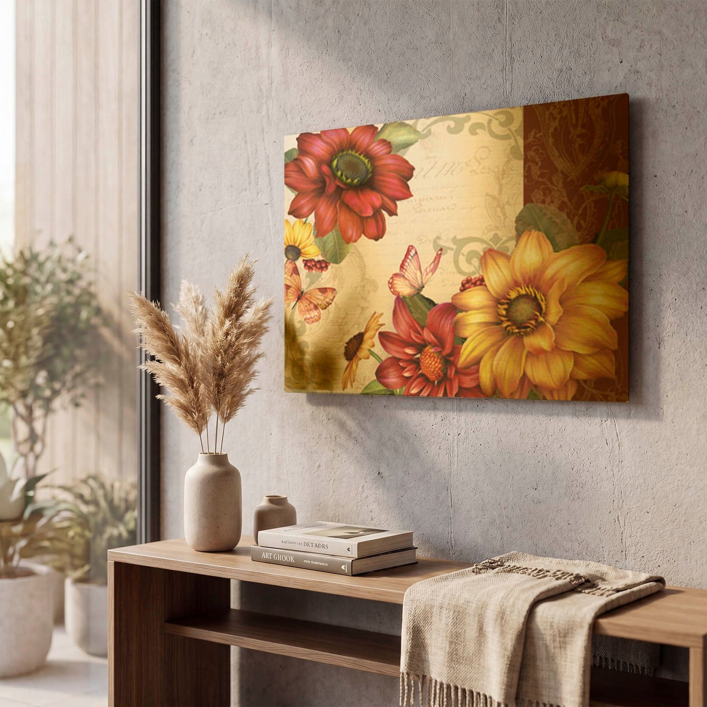 'Autumn Bouquet-A' By Jean Plout Gold Metal Wall Art
