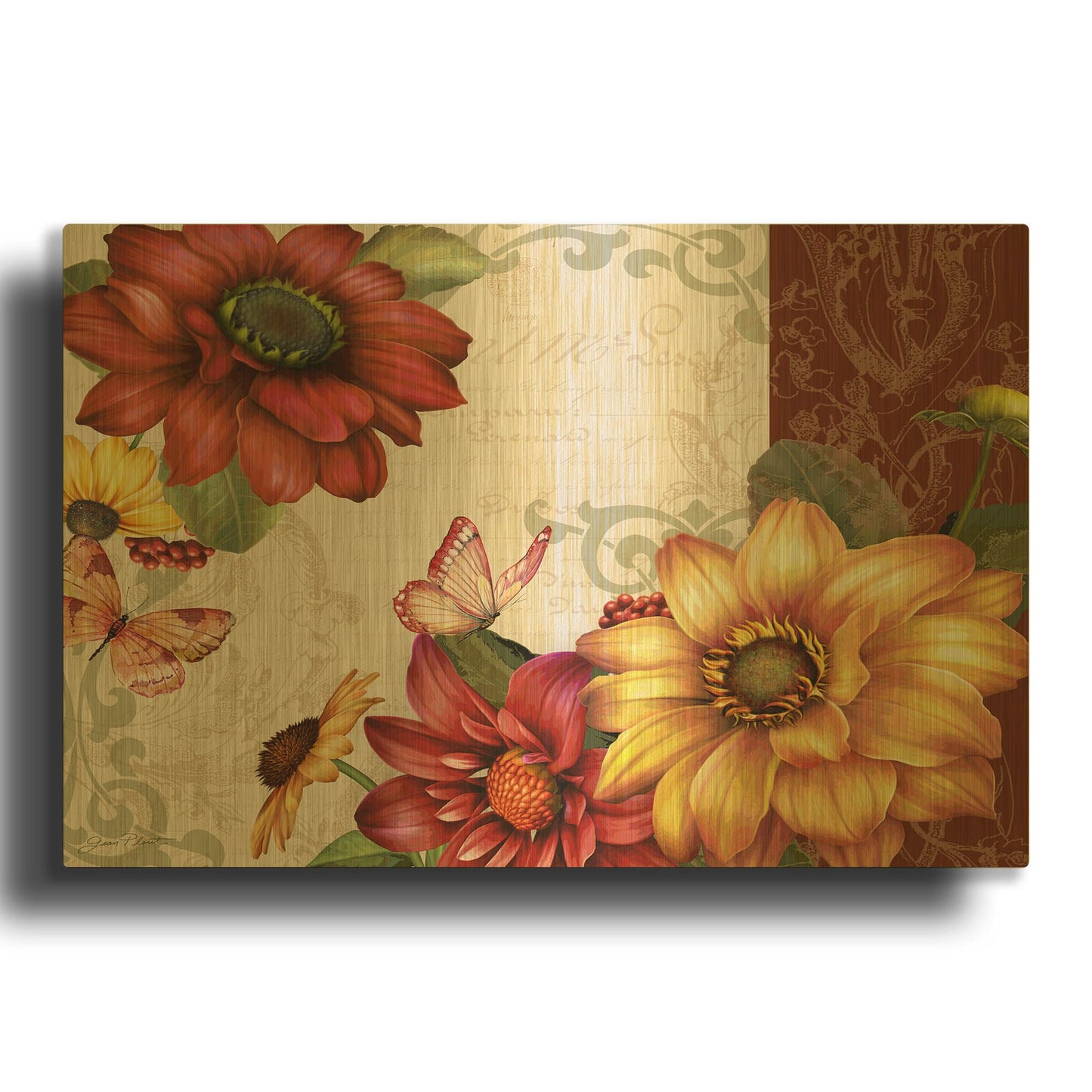 'Autumn Bouquet-A' By Jean Plout Gold Metal Wall Art