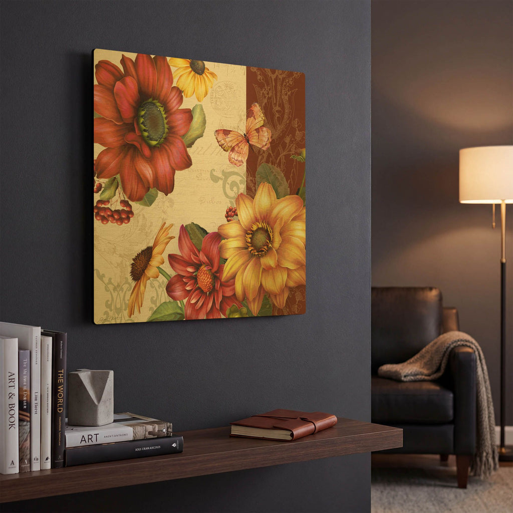 'Autumn Bouquet-B' By Jean Plout Gold Metal Wall Art