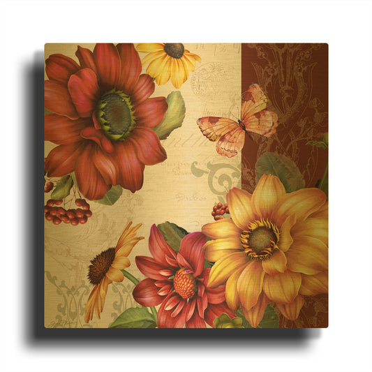 'Autumn Bouquet-B' By Jean Plout Gold Metal Wall Art