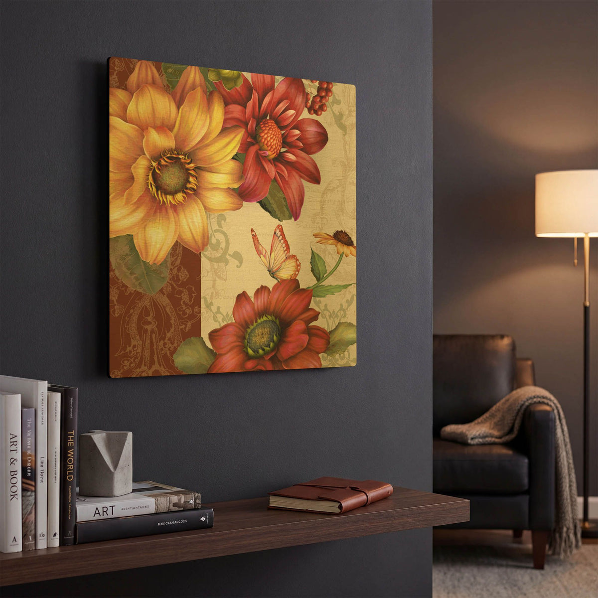 'Autumn Bouquet-C' By Jean Plout Gold Metal Wall Art