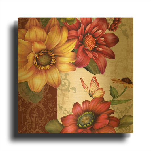 'Autumn Bouquet-C' By Jean Plout Gold Metal Wall Art