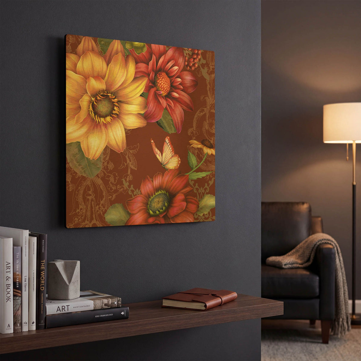 'Autumn Bouquet-D' By Jean Plout Gold Metal Wall Art