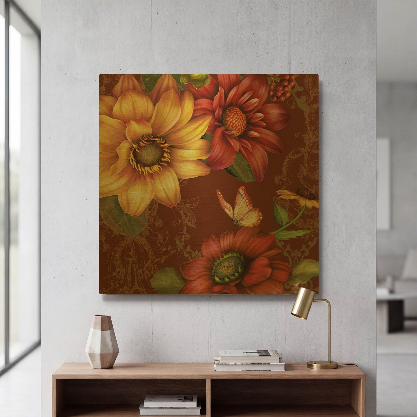 'Autumn Bouquet-D' By Jean Plout Gold Metal Wall Art