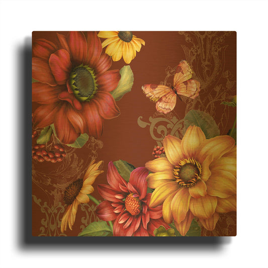'Autumn Bouquet-E' By Jean Plout Gold Metal Wall Art