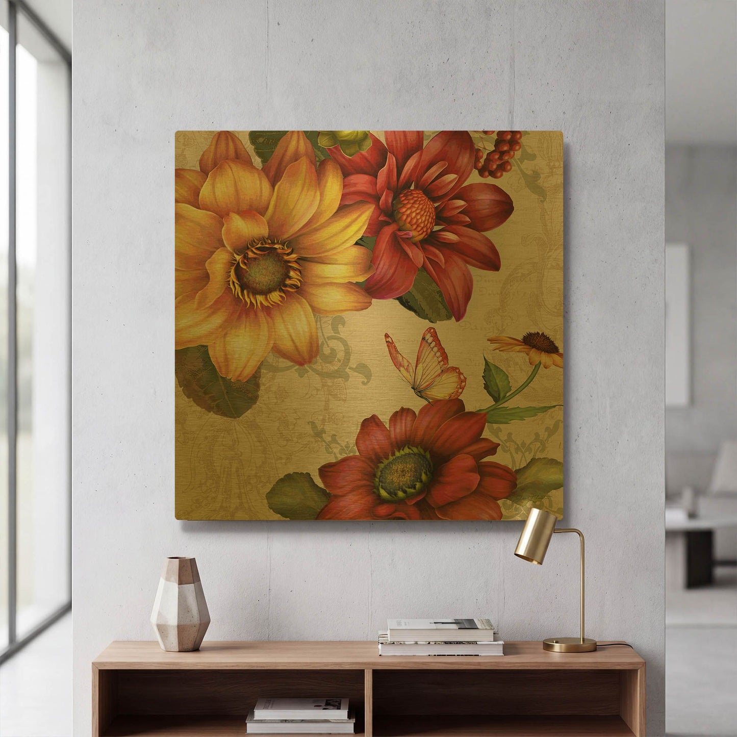 'Autumn Bouquet-F' By Jean Plout Gold Metal Wall Art