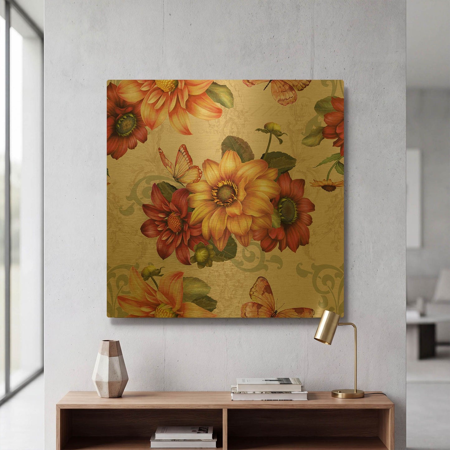 'Autumn Bouquet-H' By Jean Plout Gold Metal Wall Art