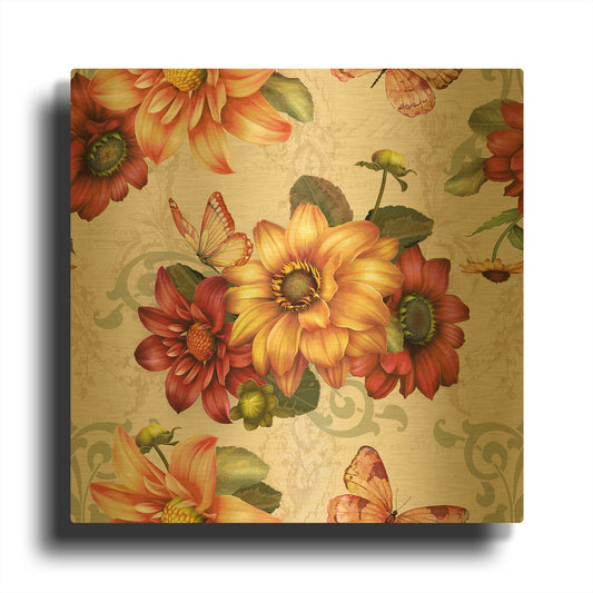 'Autumn Bouquet-H' By Jean Plout Gold Metal Wall Art