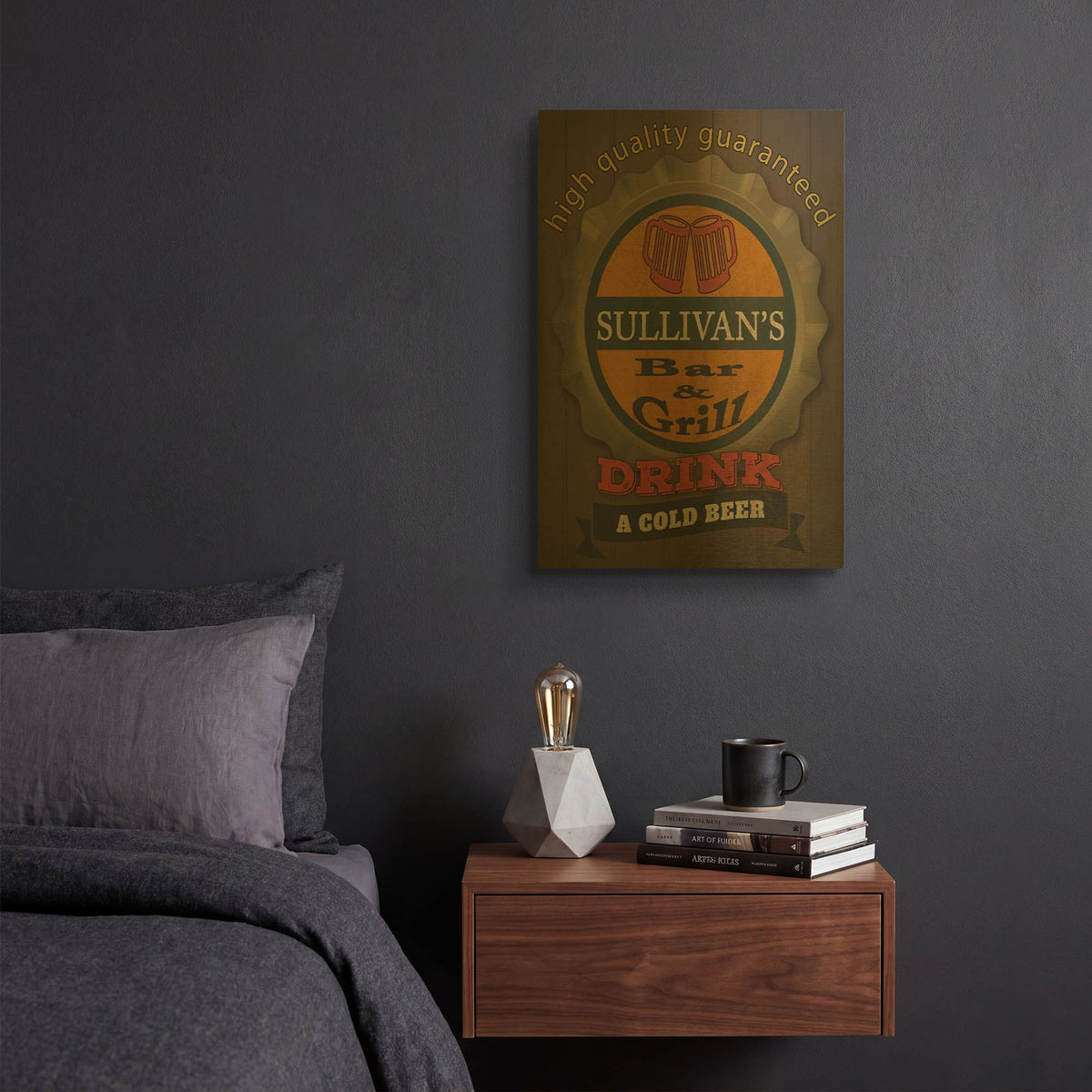 'Bar & Grill-Personalized' By Jean Plout Gold Metal Wall Art