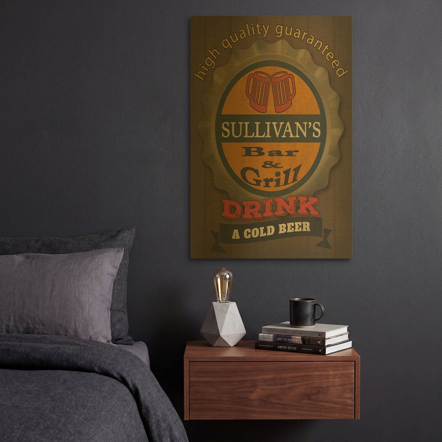 'Bar & Grill-Personalized' By Jean Plout Gold Metal Wall Art