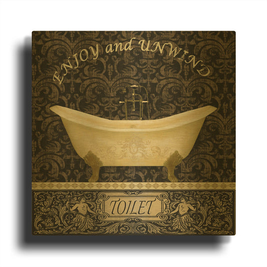 'Bath-B' By Jean Plout Gold Metal Wall Art