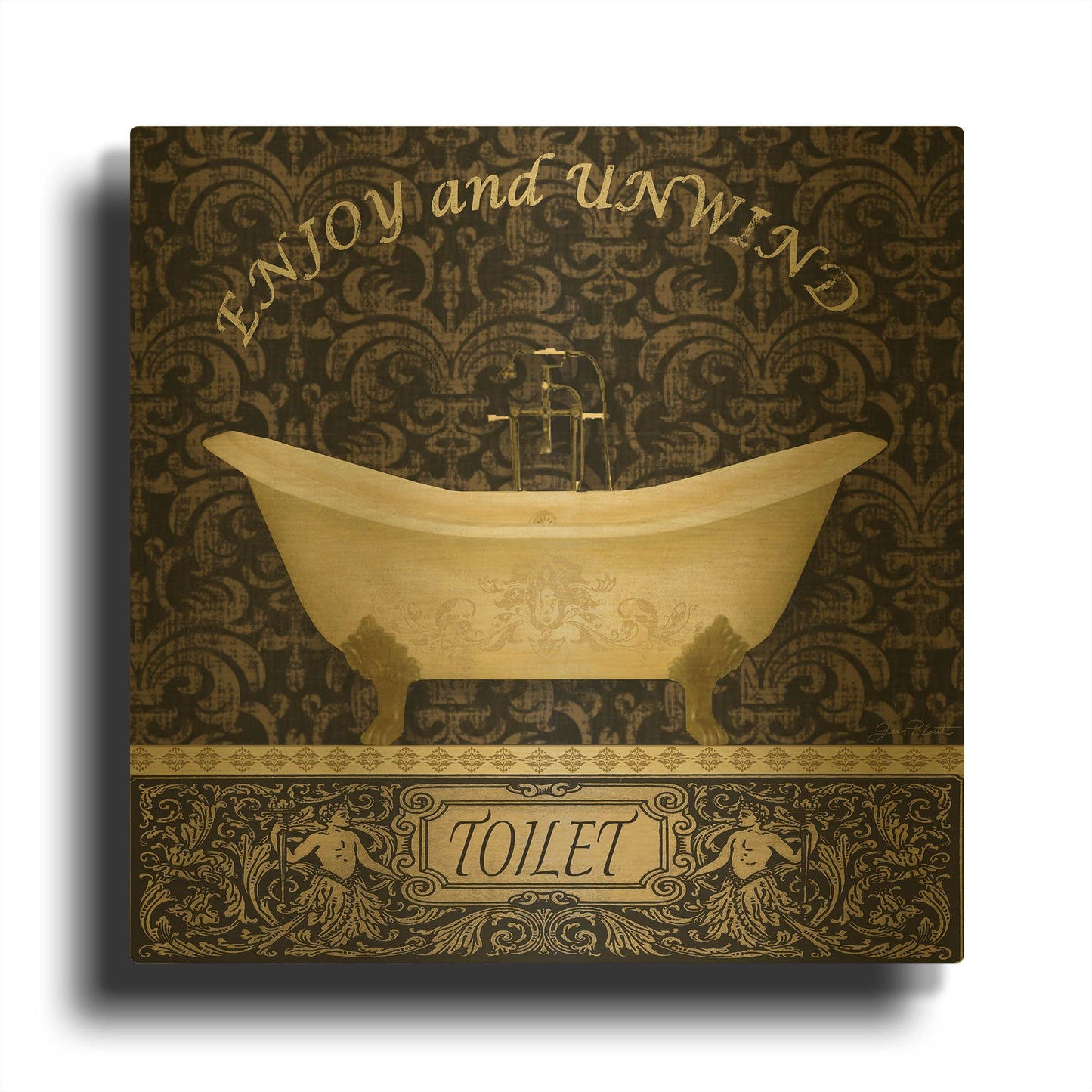 'Bath-B' By Jean Plout Gold Metal Wall Art