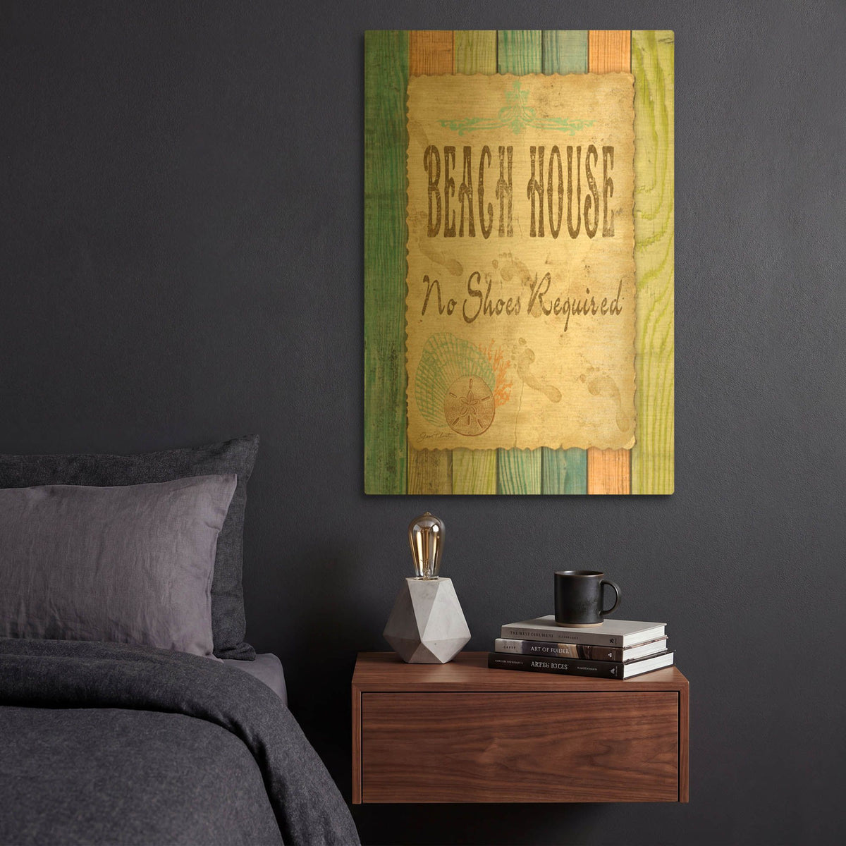 'Beach House' By Jean Plout Gold Metal Wall Art