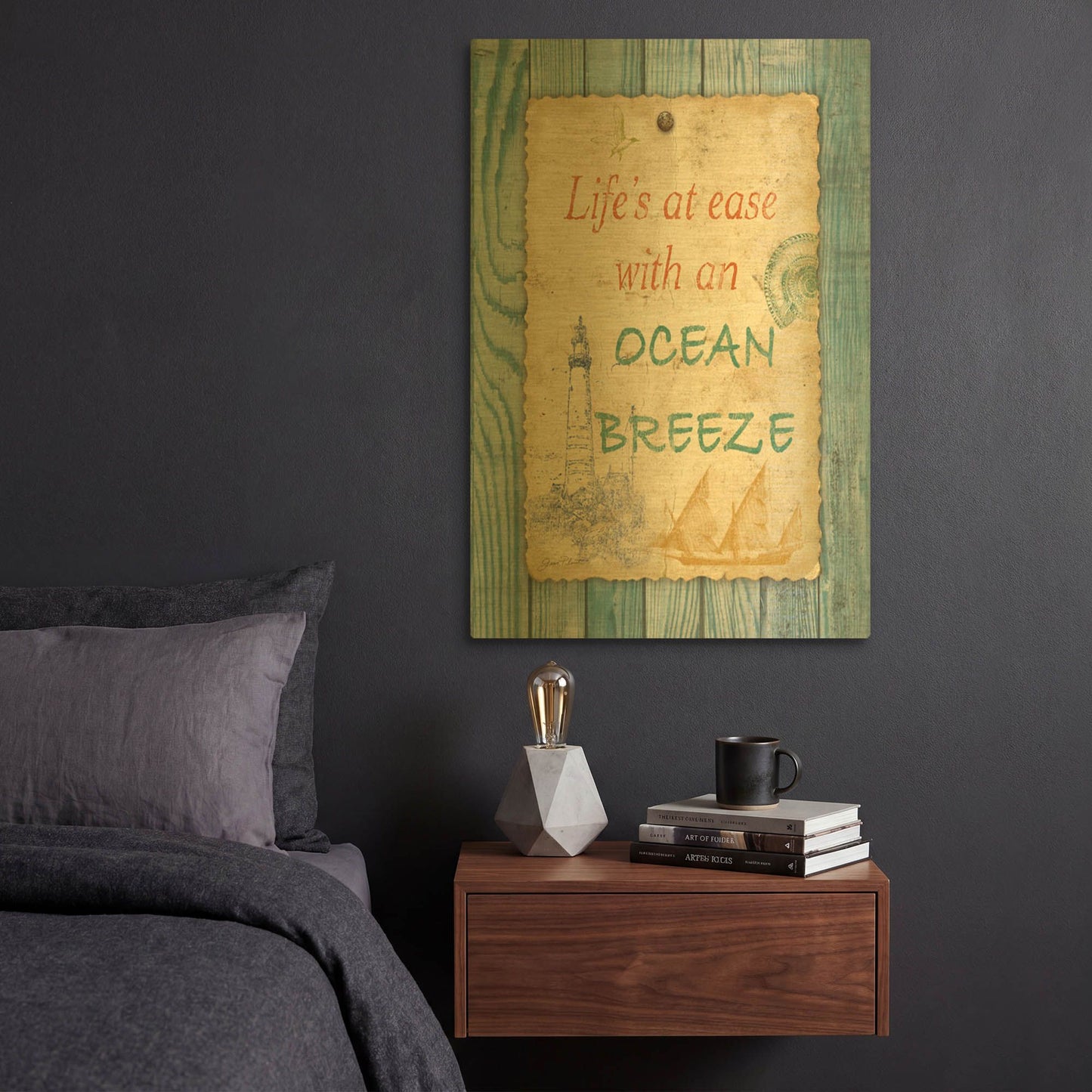 'Beach Notes C' By Jean Plout Gold Metal Wall Art