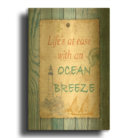 'Beach Notes C' By Jean Plout Gold Metal Wall Art
