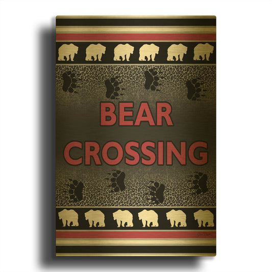 'Bear Crossing-B-C' By Jean Plout Gold Metal Wall Art