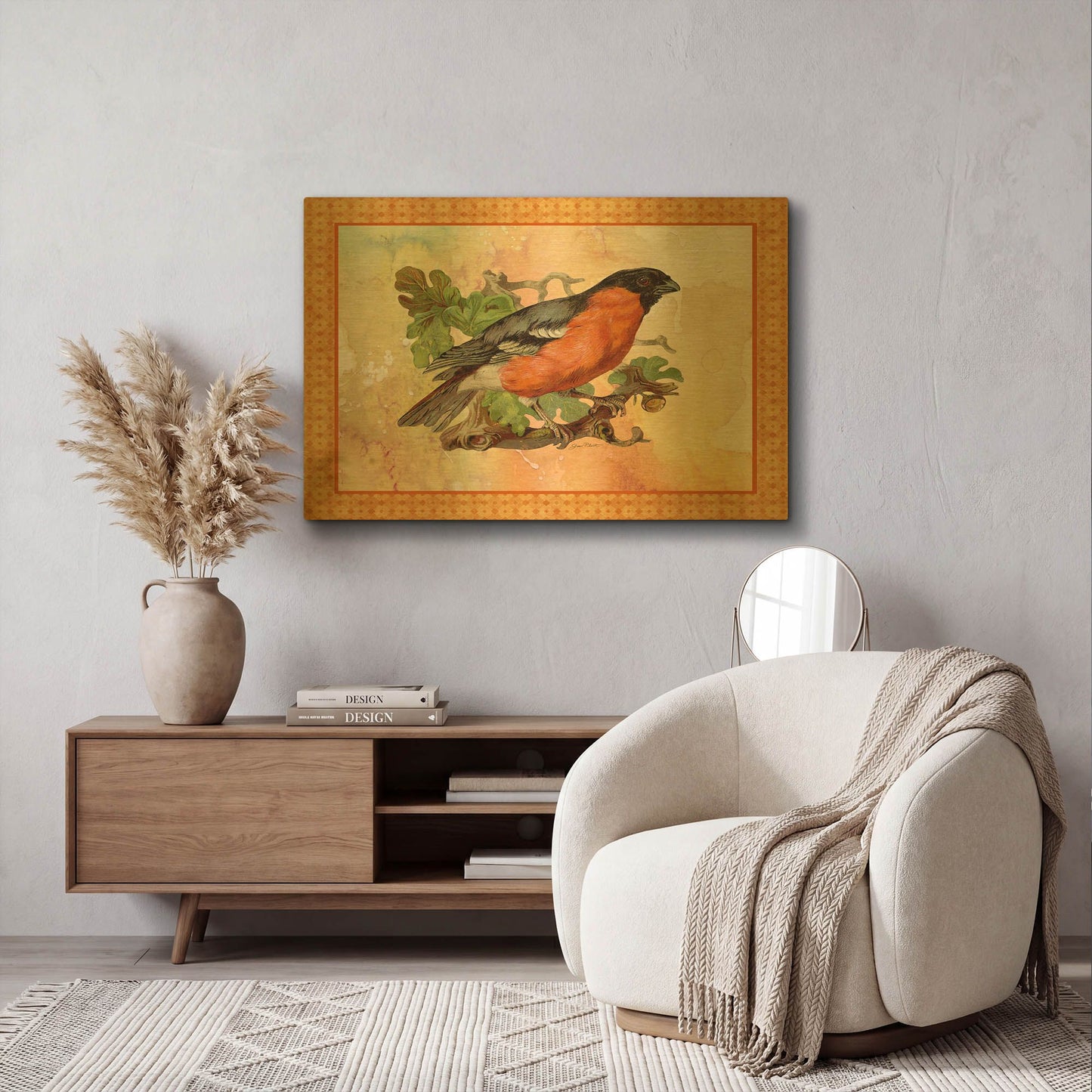 'Beautiful Birds-A' By Jean Plout Gold Metal Wall Art