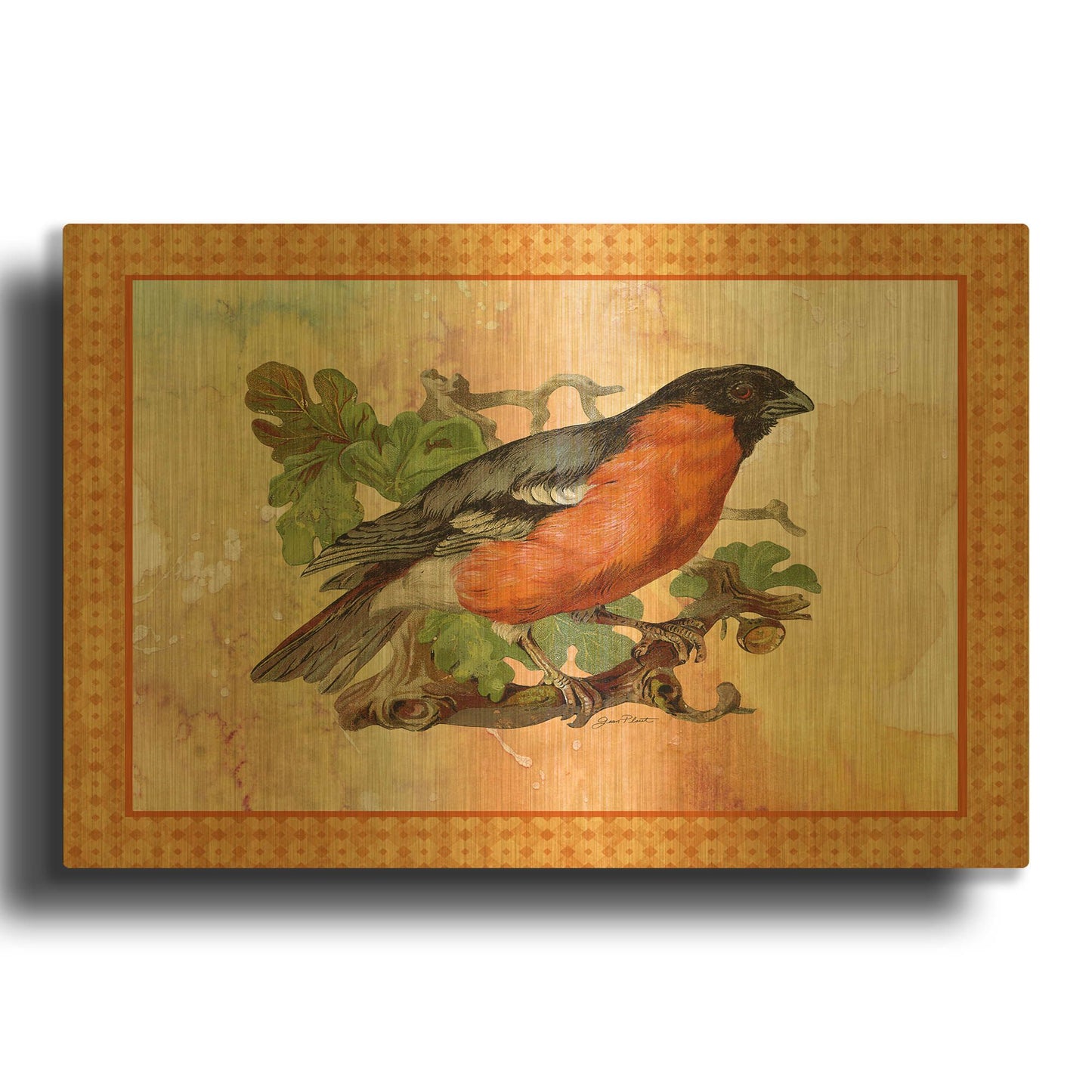 'Beautiful Birds-A' By Jean Plout Gold Metal Wall Art