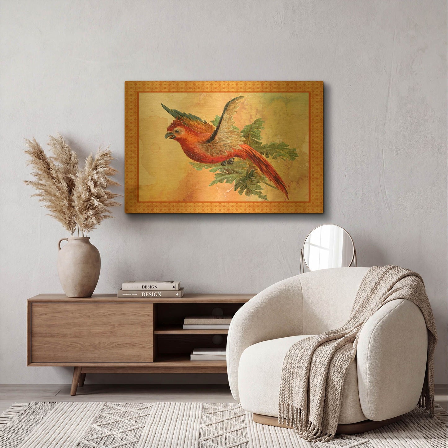 'Beautiful Birds-B' By Jean Plout Gold Metal Wall Art