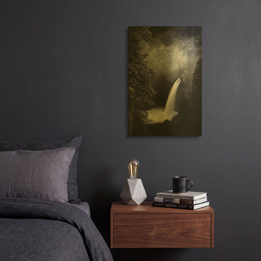 'Metlako Falls Dark copy' By Darren White Gold Metal Wall Art