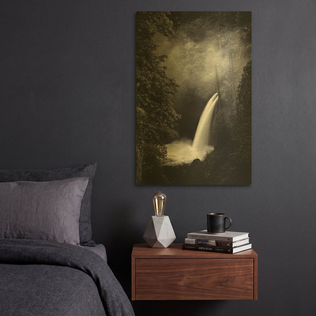 'Metlako Falls Dark copy' By Darren White Gold Metal Wall Art