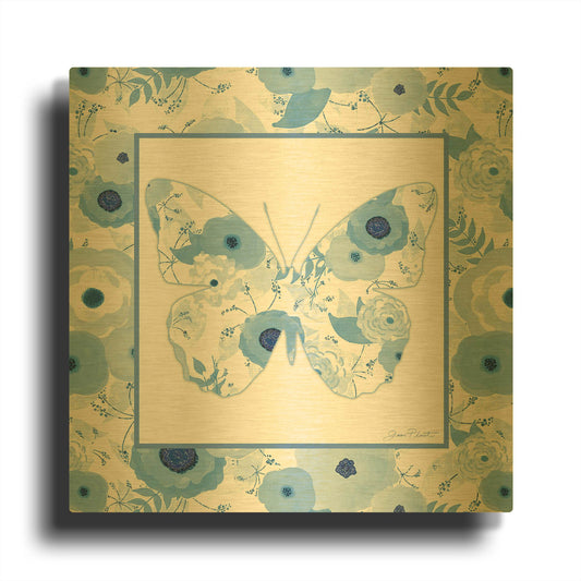'Beautiful Blue Butterflies D' By Jean Plout Gold Metal Wall Art