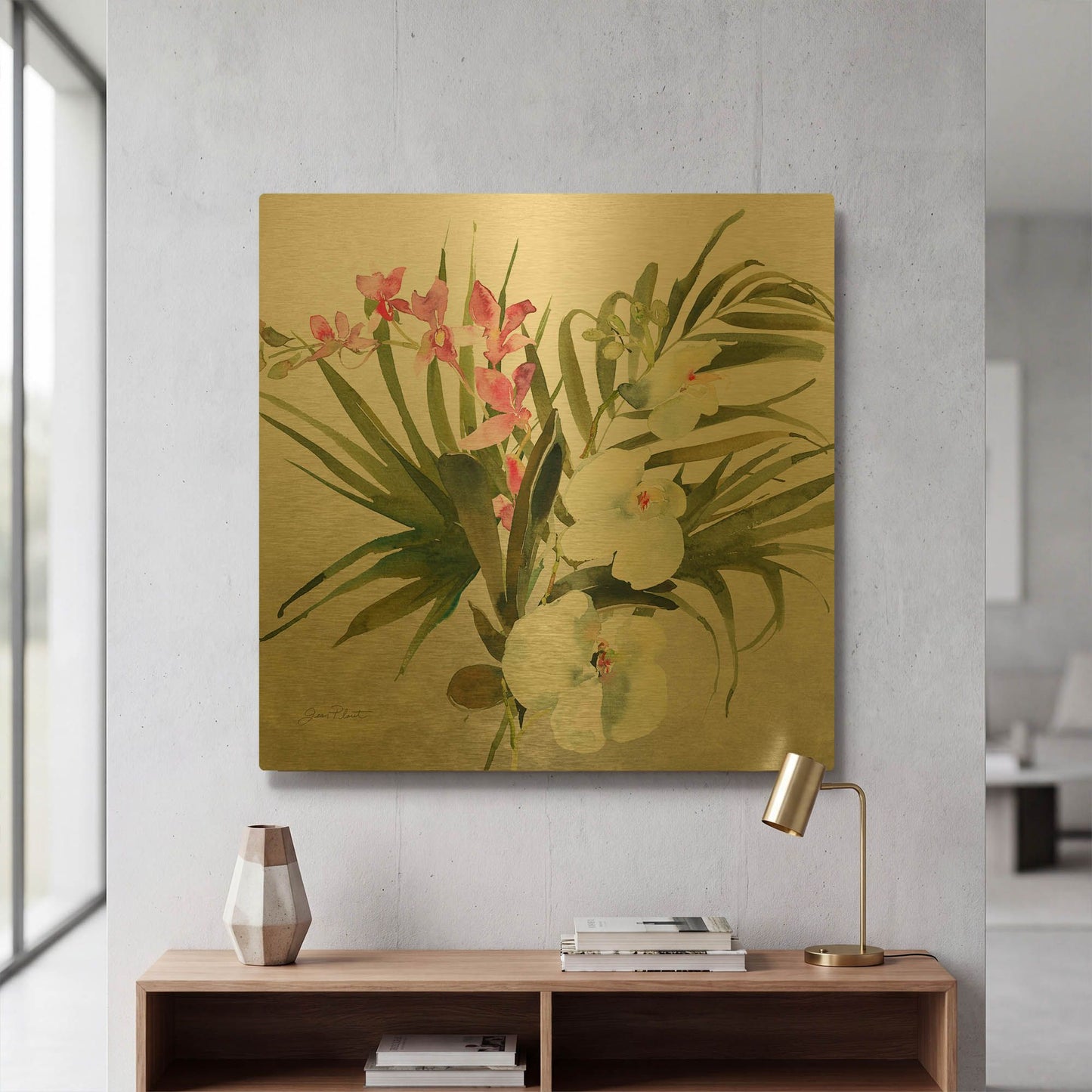 'Beautiful Orchids A' By Jean Plout Gold Metal Wall Art