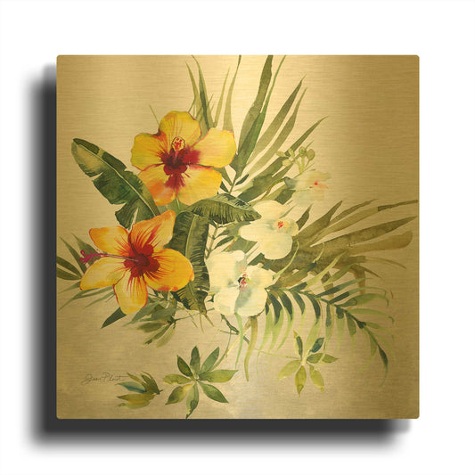 'Beautiful Orchids C' By Jean Plout Gold Metal Wall Art