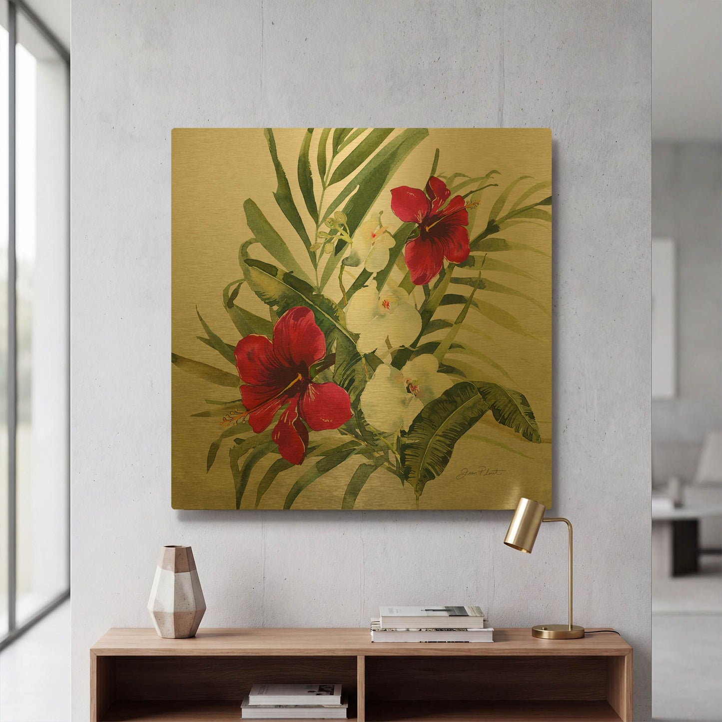'Beautiful Orchids D' By Jean Plout Gold Metal Wall Art