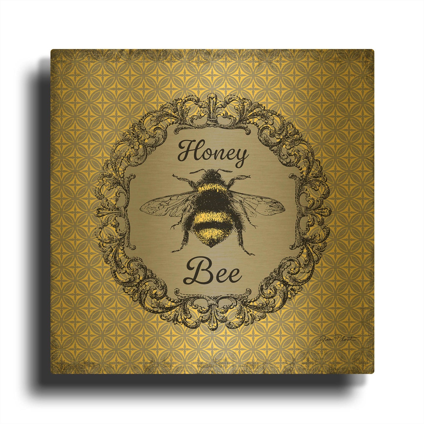 'Bee Memories A' By Jean Plout Gold Metal Wall Art