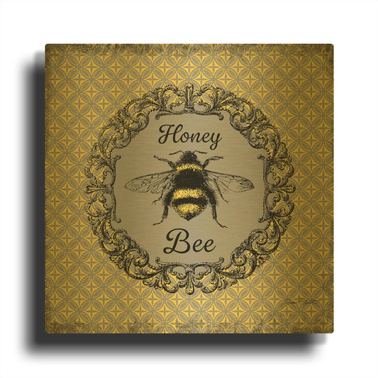 'Bee Memories A' By Jean Plout Gold Metal Wall Art