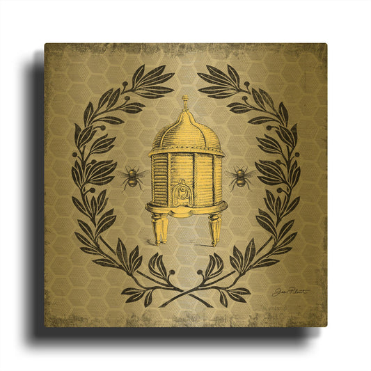 'Bee Memories D' By Jean Plout Gold Metal Wall Art