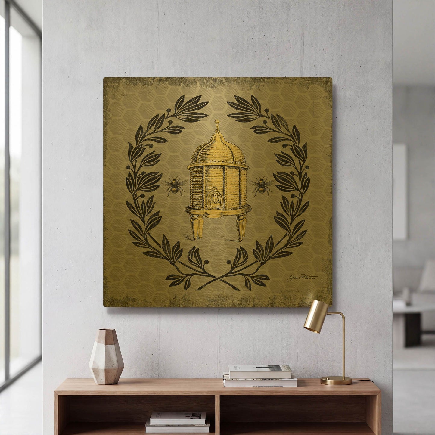'Bee Memories D' By Jean Plout Gold Metal Wall Art
