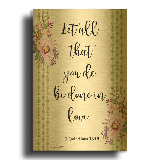 'Bible Verse Bouquet A' By Jean Plout Gold Metal Wall Art