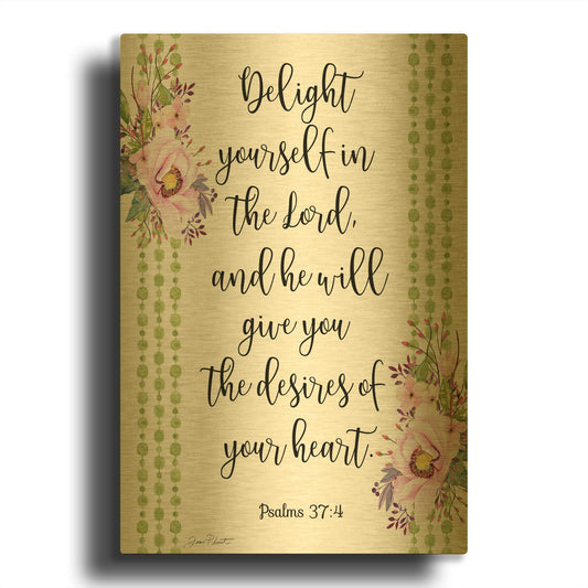 'Bible Verse Bouquet B' By Jean Plout Gold Metal Wall Art