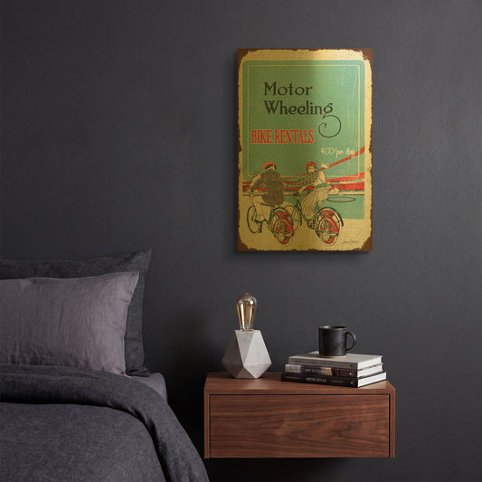 'Bike Rentals Sign' By Jean Plout Gold Metal Wall Art