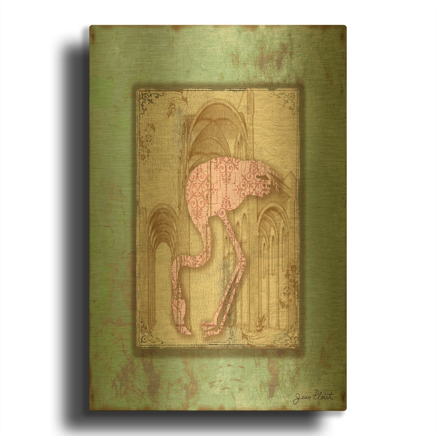 'Bird Silhouette 12b2' By Jean Plout Gold Metal Wall Art