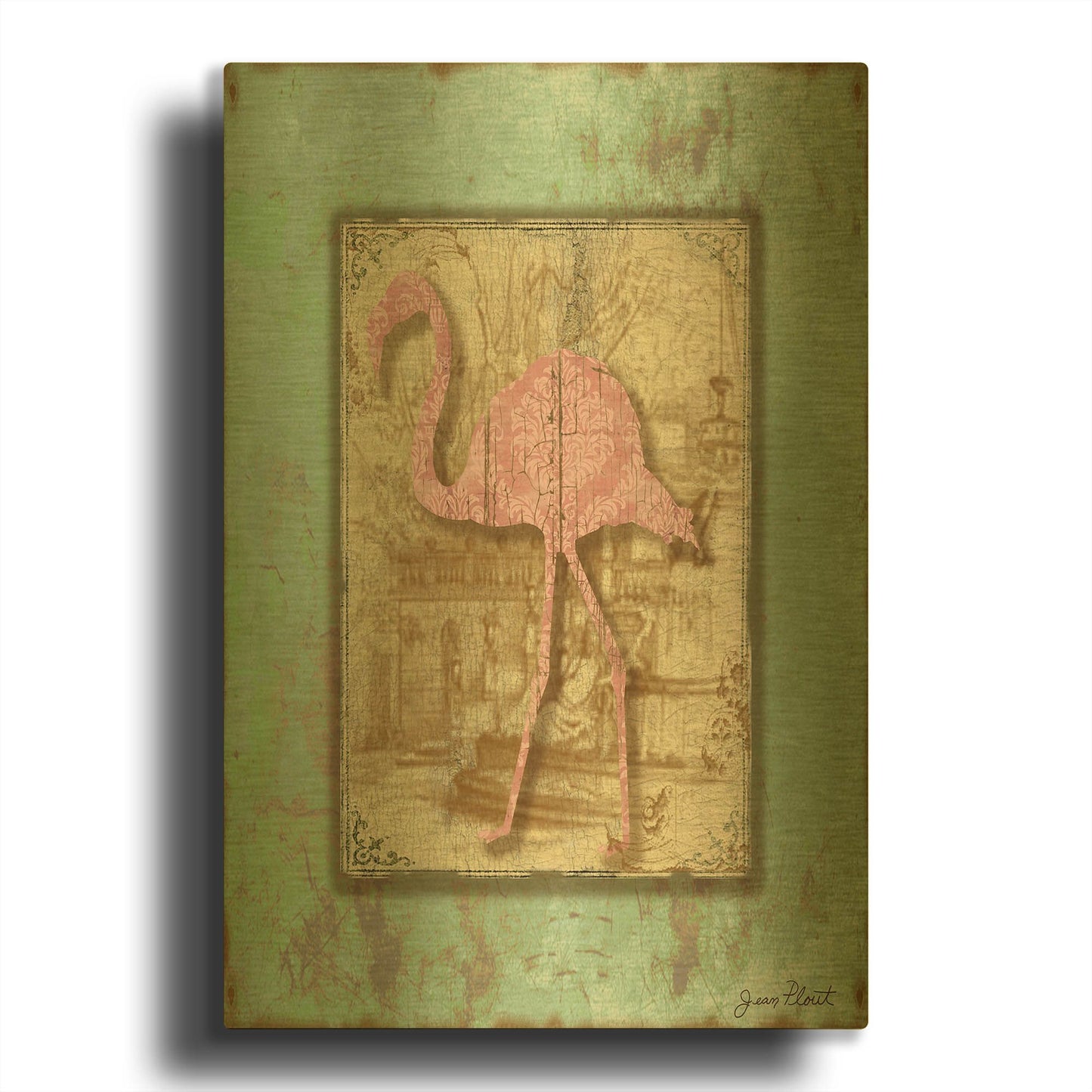 'Bird Silhouette 12b3' By Jean Plout Gold Metal Wall Art
