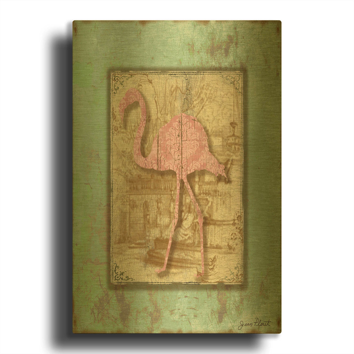 'Bird Silhouette 12b3' By Jean Plout Gold Metal Wall Art