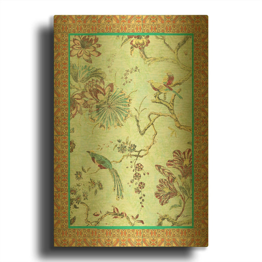 'Birds In Paradise A Border' By Jean Plout Gold Metal Wall Art