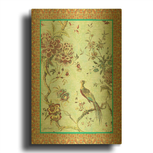 'Birds In Paradise B Border' By Jean Plout Gold Metal Wall Art