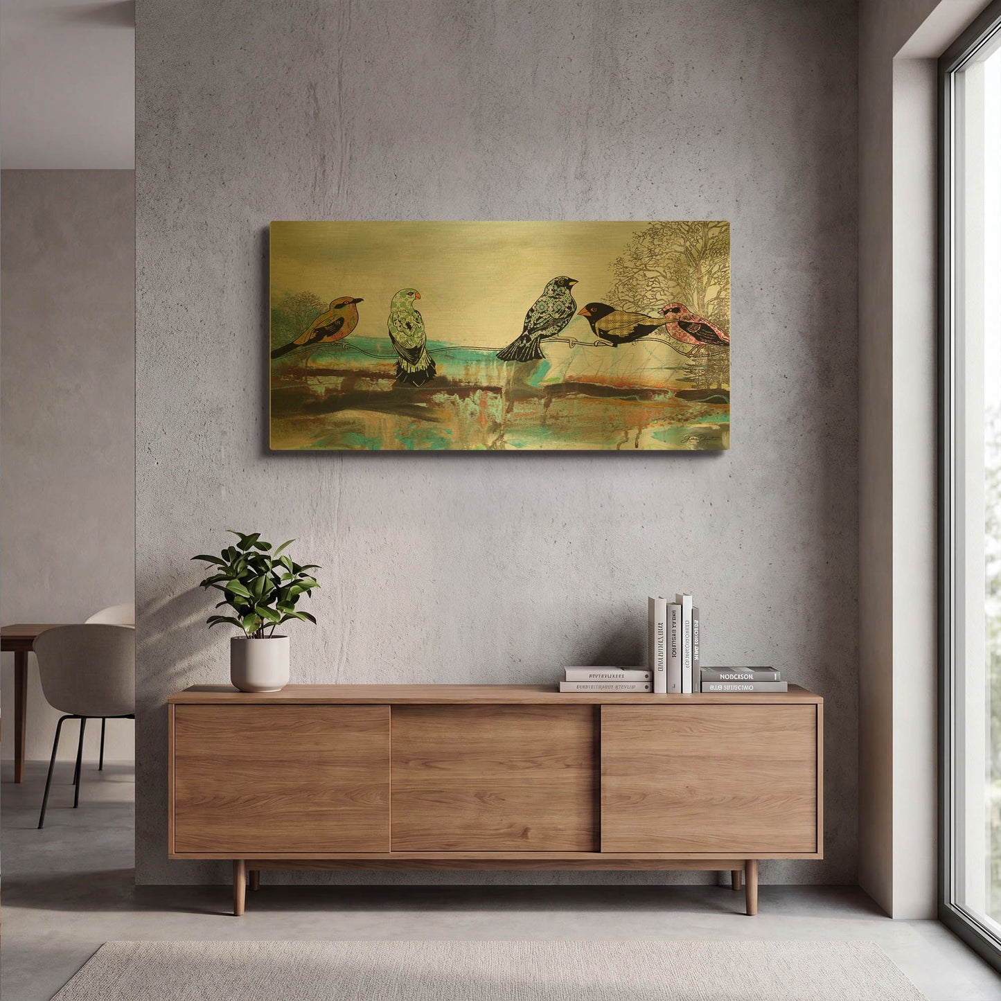 'Birds Of Fire Lake' By Jean Plout Gold Metal Wall Art