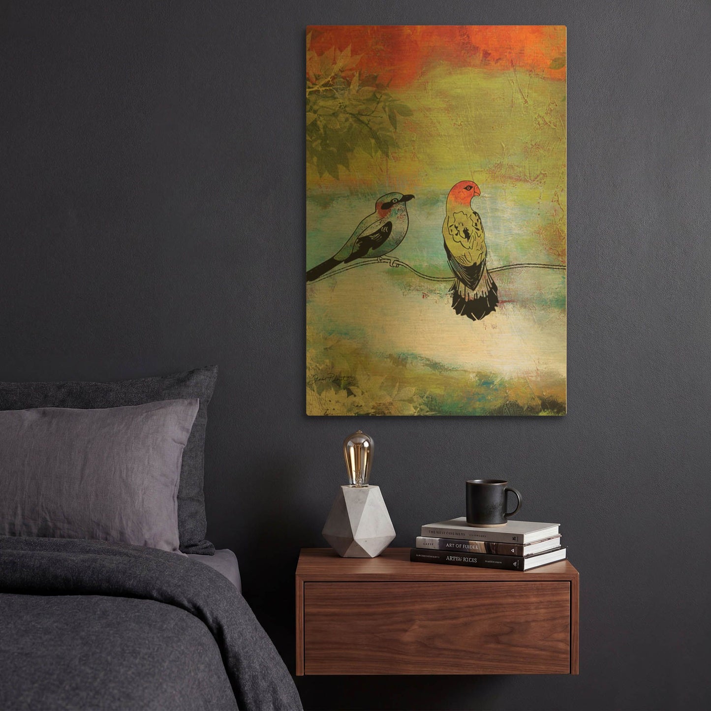 'Birds The Valley A' By Jean Plout Gold Metal Wall Art